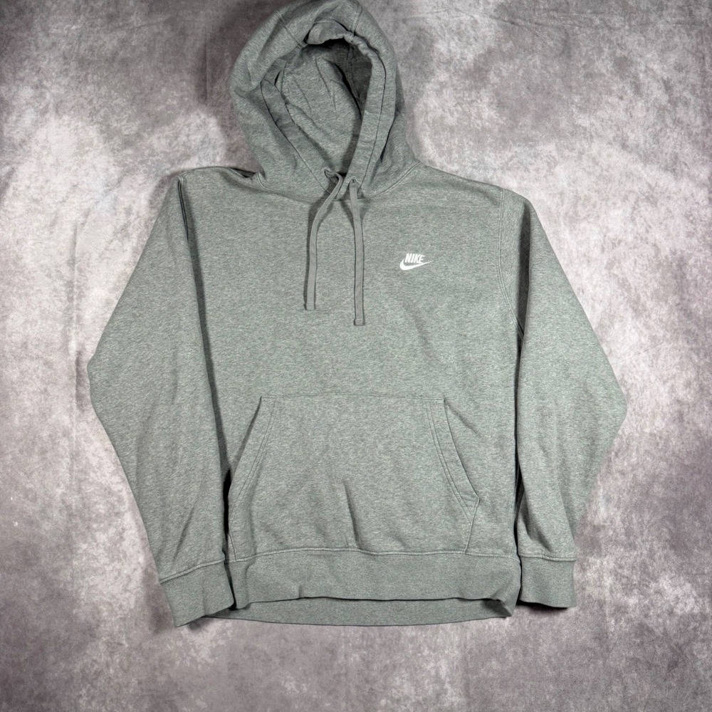 Nike Sportswear Club Fleece Hoodie Mens Small Grey Heather Pullover Athleisure